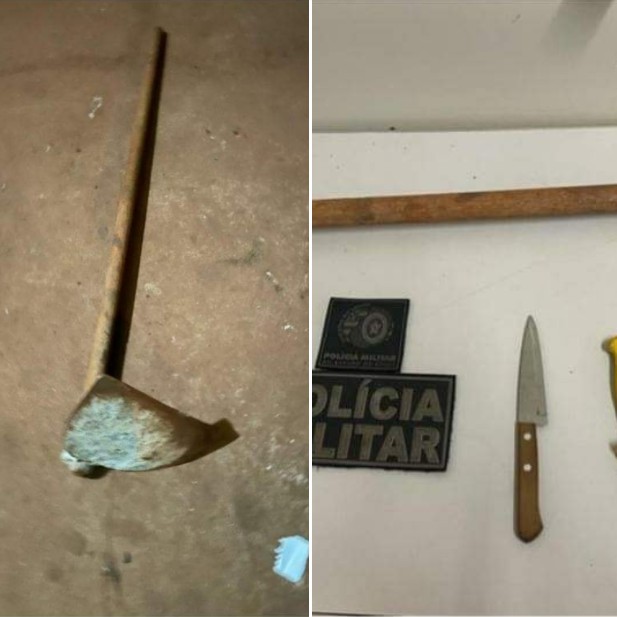 Jovem dá golpes de enxadada no padrasto para defender mãe de agressão