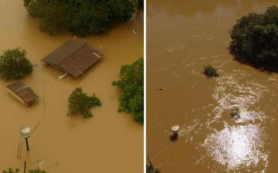Casa fica submersa após dias de chuva em Flores de Goiás