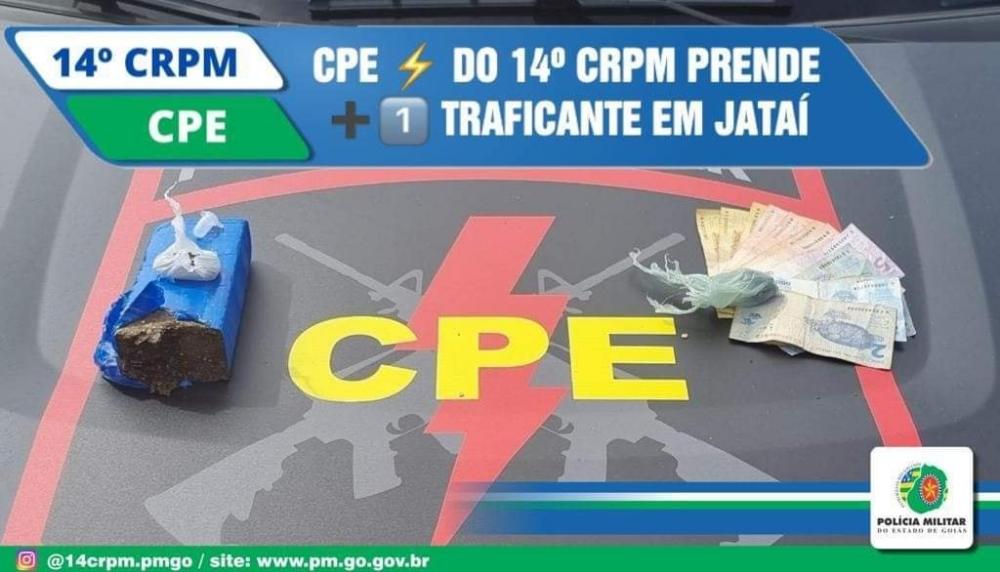 CPE APREENDE ADOLESCENTE DE 16 ANOS COM PORÇÃO DE COCAÍNA E TABLETE DE MACONHA EM JATAÍ