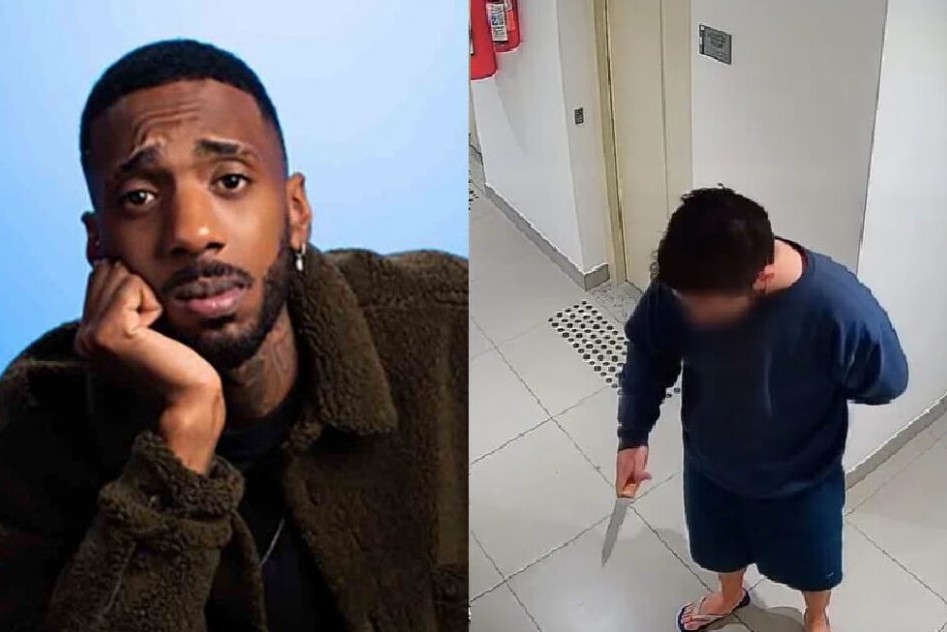 Câmera flagra vizinho com faca na porta de humorista Eddy Jr., vítima de racismo em SP