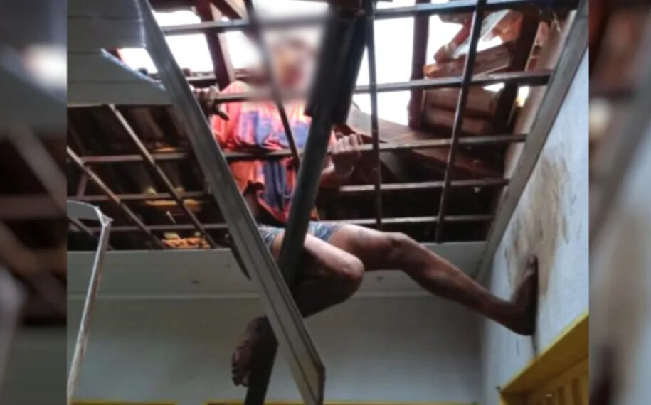 Ladrão fica preso no telhado ao tentar furtar lachonete de São Simão