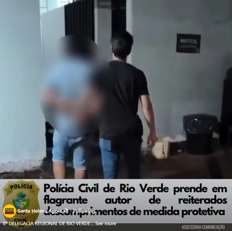 POLÍCIA CIVIL DE RIO VERDE PRENDE EM FLAGRANTE AUTOR DE REITERADOS DESCUMPRIMENTOS DE MEDIDA PROTETIVA