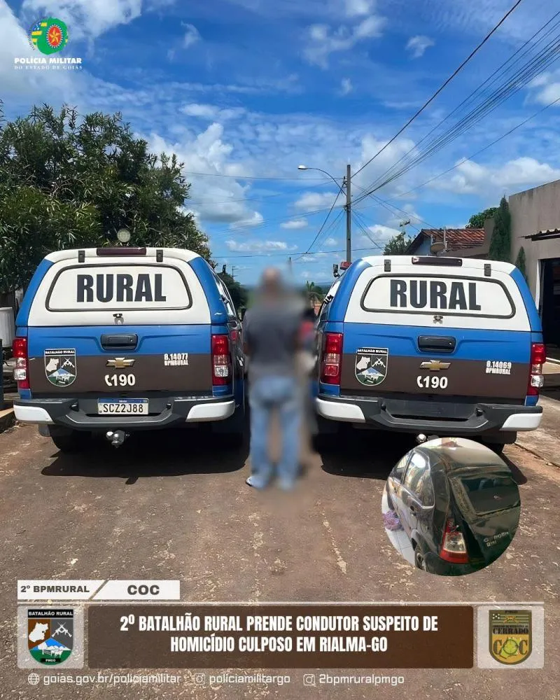 2º BATALHÃO RURAL PRENDE CONDUTOR SUSPEITO DE HOMICÍDIO CULPOSO EM RIALMA-GO