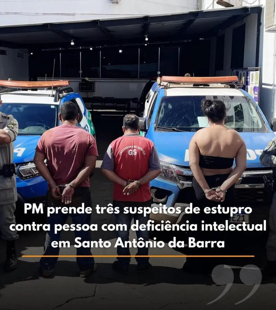 PM PRENDE TRÊS SUSPEITOS DE ESTUPRO CONTRA HOMEM COM DEFICIÊNCIA INTELECTUAL EM SANTO ANTÔNIO DA BARRA