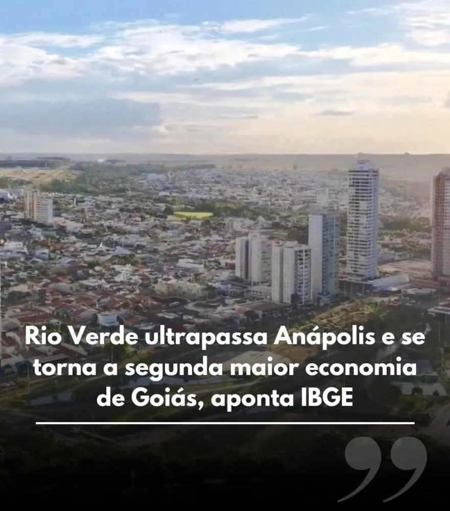 RIO VERDE ULTRAPASSA ANÁPOLIS E SE TORNA A SEGUNDA MAIOR ECONOMIA DE GOIÁS