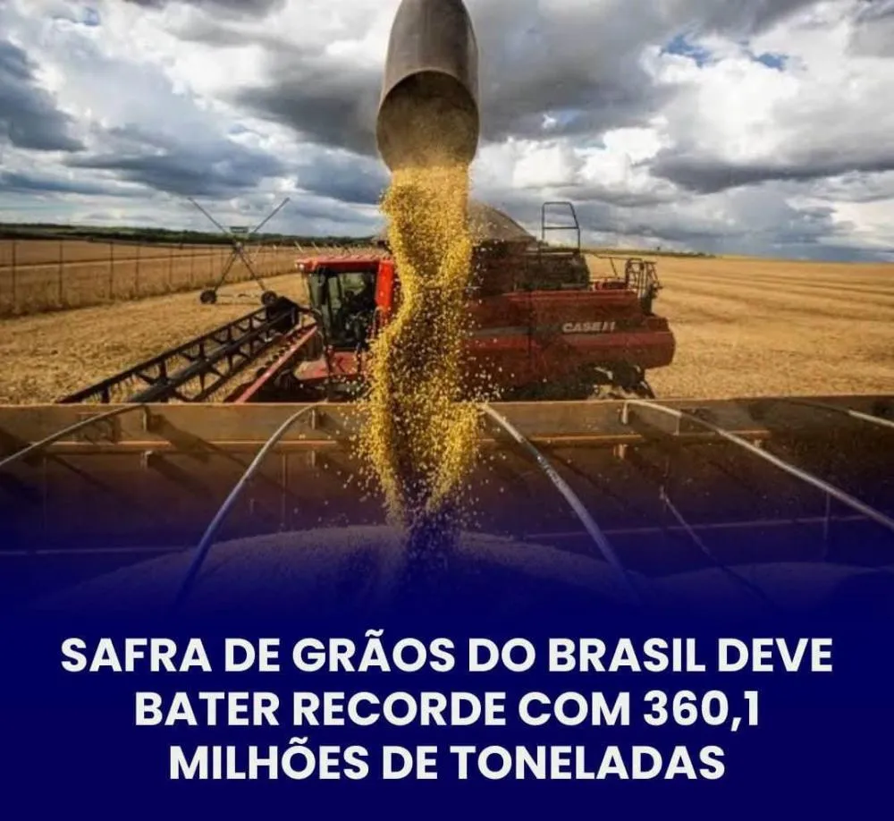CONAB PROJETA SAFRA RECORDE DE 360,1 MILHÕES DE TONELADAS DE GRÃOS EM 2025/26