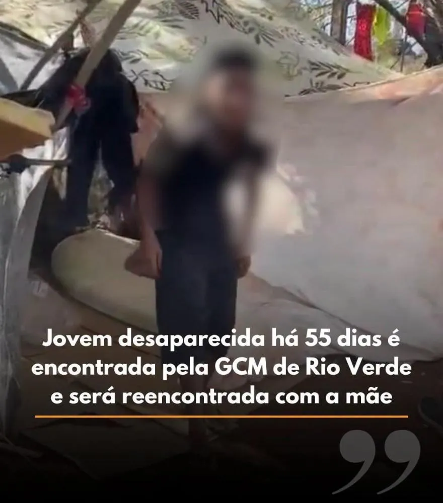 JOVEM DESAPARECIDA HÁ 55 DIAS É ENCONTRADA PELA GCM EM RIO VERDE E REENCONTRARÁ A FAMÍLIA