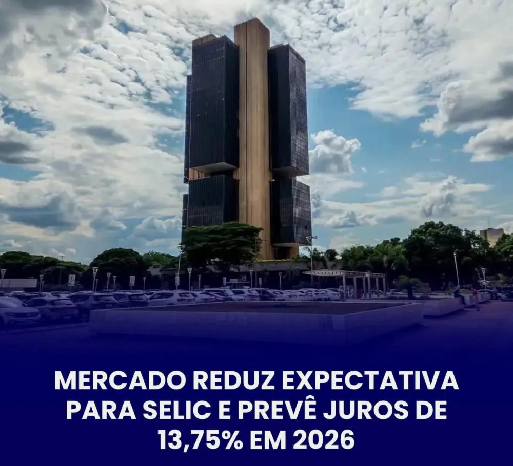 MERCADO REDUZ PROJEÇÃO DA SELIC PARA 13,75% EM 2026