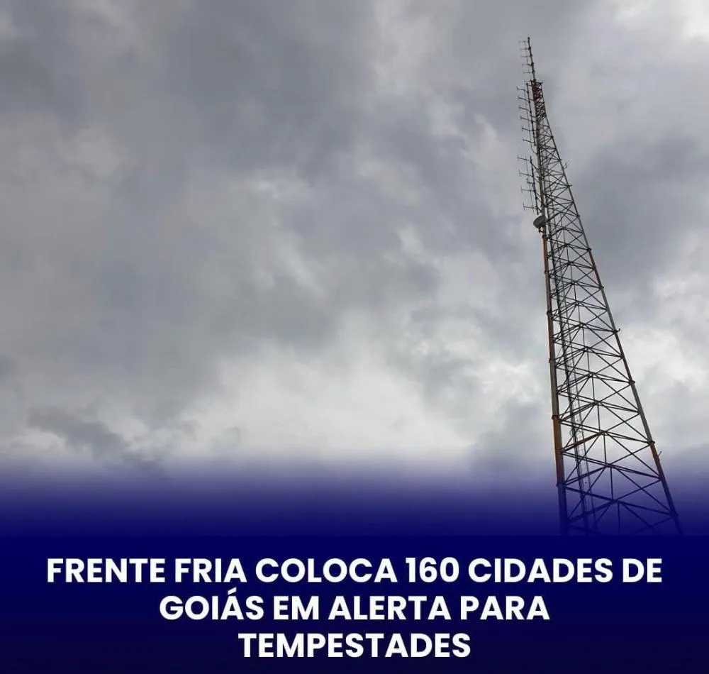 Frente fria traz risco de tempestade com granizo e vento forte para 160 cidades em Goiás