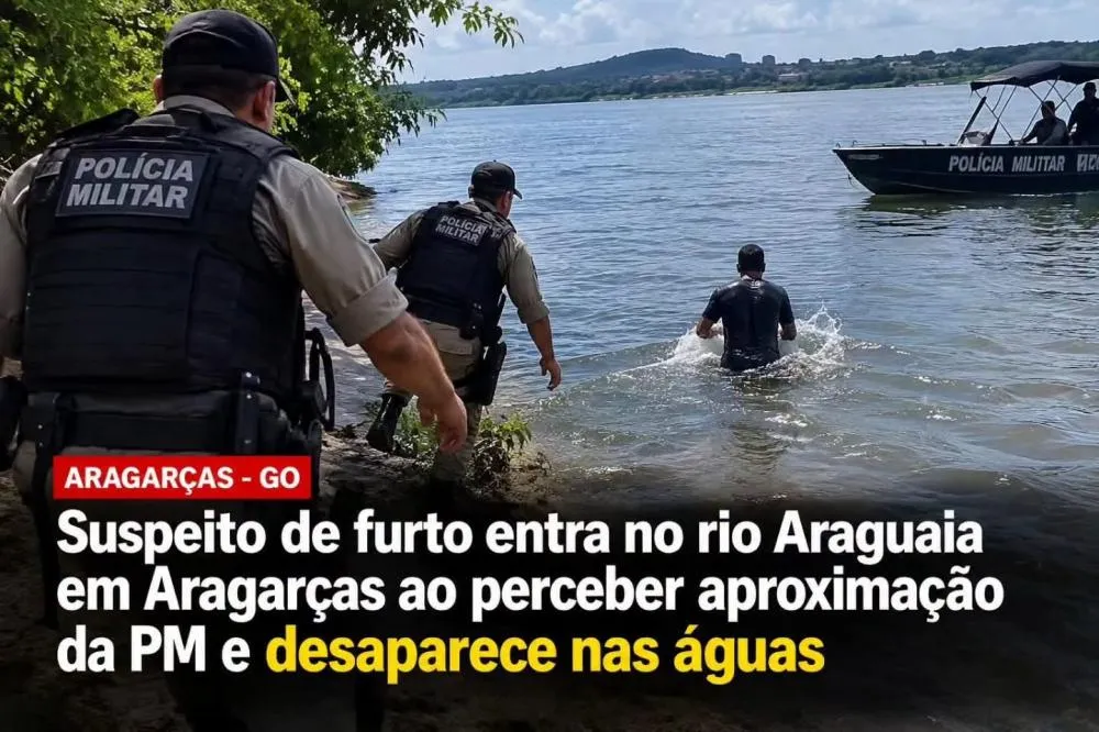 Suspeito de furto entra no Rio Araguaia para fugir da PM e desaparece
