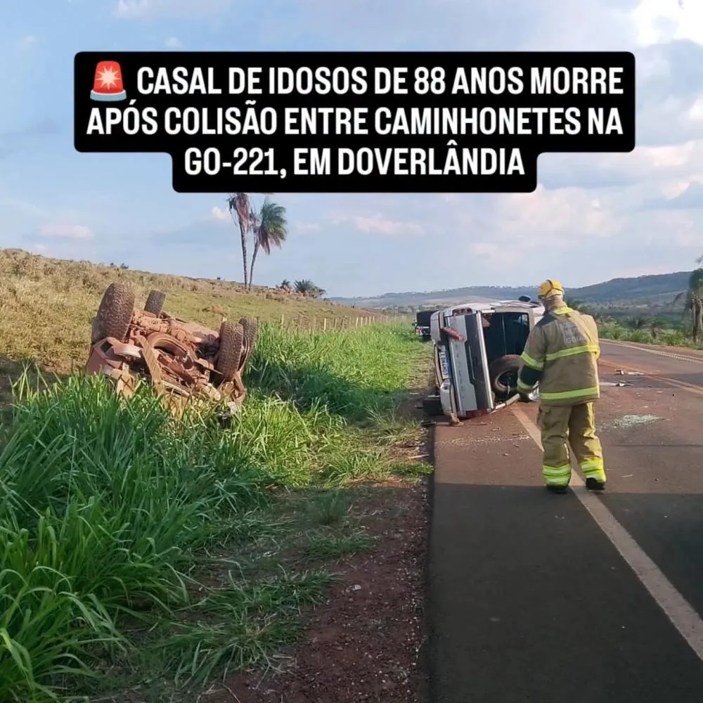 Casal de idosos de 88 anos morre após colisão entre caminhonetes em Doverlândia