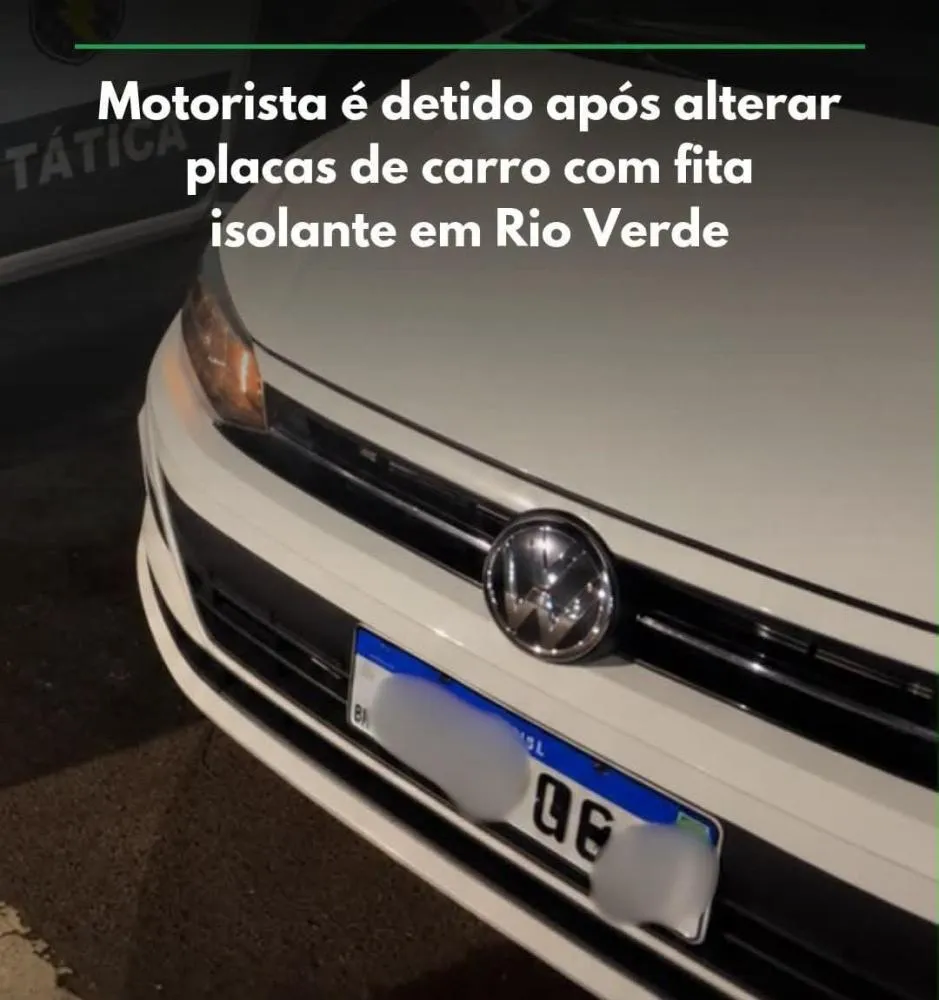 Homem é detido pela PM após ser flagrado com placa alterada por fita isolante