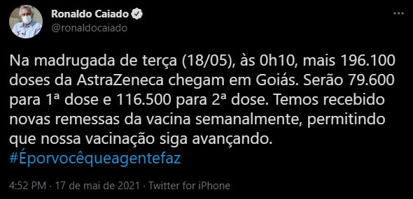 Estado vai receber mais 196.100 doses da AstraZeneca