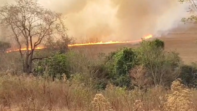 INCÊNDIO NO PERÍMETRO URBANO: ✓ DESDE A NOITE DE ONTEM a vegetação seca dentro do perímetro urbano de Santa Helena tem ardido em chamas. Dessa vez é entre o Anel Viário e o Jardim das Aroeiras, divisa com o Parque Turmim Azevedo.